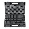 VEVOR 3/8" Drive Impact Socket Set, 48 Piece Socket Set SAE (5/16" -3/4") & Metric (8-22mm)6 Point Cr-V Drive Extension Bar Universal Joint & Power Dr