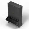 3 Drawer All Steel Shoe Cabinet, Freestanding Shoe Rack Storage Organizer with Flip Door, Modern Tipping Bucket Shoe Cabinet for Entryway, Hallway, Be