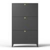 3 Drawer All Steel Shoe Cabinet, Freestanding Shoe Rack Storage Organizer with Flip Door, Modern Tipping Bucket Shoe Cabinet for Entryway, Hallway, Be