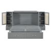 Queen Size Murphy Bed Wall Bed with Drawer and Rattan Decoration with 2 Storage Cabinets, One set of Sockets & USB Ports, Pulley Structure Design, Gra