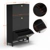 3 Drawer All Steel Shoe Cabinet, Freestanding Shoe Rack Storage Organizer with Flip Door, Modern Tipping Bucket Shoe Cabinet for Entryway, Hallway, Be