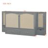 Queen Size Murphy Bed Wall Bed with Drawer and Rattan Decoration with 2 Storage Cabinets, One set of Sockets & USB Ports, Pulley Structure Design, Gra