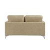 Sand-Hued Polished Microfiber Upholstery Elegant Modern Style Loveseat 1pc Solid Wood Living Room Furniture Silver Finish Metal Legs