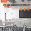 VEVOR Rolling Magnetic Whiteboard, Double-sided Mobile Whiteboard 24x48 Inches, Adjustable Height Dry Erase Board with Wheels, 1 Magnetic Erase & 3 Dr