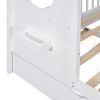 Wooden Twin Size House Bed With Trundle, Modern Design for Kids with Storage Shlef, White
