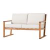 Contemporary Solid Wood Slat-Back Patio Loveseat ‚Äì Natural