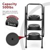 5-step ladder, folding ladder stool, with anti slip wide pedals, steel ladder, with safety anti slip handle, lightweight 300 pound portable steel ladd