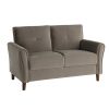 Brown Velvet Upholstery 1pc Comfort Loveseat Plush Seatbacks Tufted Detail Solid Wood Frame Modern Living Room Furniture
