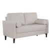 Contemporary Style Off-White 1pc Loveseat Leatherette Upholstered Bench Style Seating Bolster Pillows
