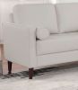 Contemporary Style Off-White 1pc Loveseat Leatherette Upholstered Bench Style Seating Bolster Pillows