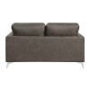 Brownish Gray Polished Microfiber Upholstery Elegant Modern Style Loveseat 1pc Solid Wood Living Room Furniture Silver Finish Metal Legs