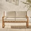 Contemporary Solid Wood Slat-Back Patio Loveseat ‚Äì Natural