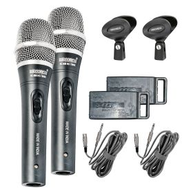 5 Core Mic Karaoke Dynamic Handheld XLR Microphone for Professional Vocal Recording Live Stage Singing Music Neodymium 1/4 Corded Wired Micr√≥fono - N (Color: 2PCS Black)