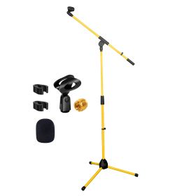 5 Core Tripod Mic Stand Heavy Duty Height Adjustable Floor Microphone Boom Arm Pedestal Para Microfono for Singing On Stage Studio - MS 080 YLW (Color: MS 080 YLW)