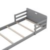 Twin Size Floor Bed with Storage Footboard and Guardrail