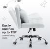Armless Fabric Office Desk Chair with Wheels, Criss Cross Legged Wide Seat Chair, Modern Home Office Chair with Lumbar Pillow, Comfy Computer Task Cha
