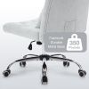 Armless Fabric Office Desk Chair with Wheels, Criss Cross Legged Wide Seat Chair, Modern Home Office Chair with Lumbar Pillow, Comfy Computer Task Cha
